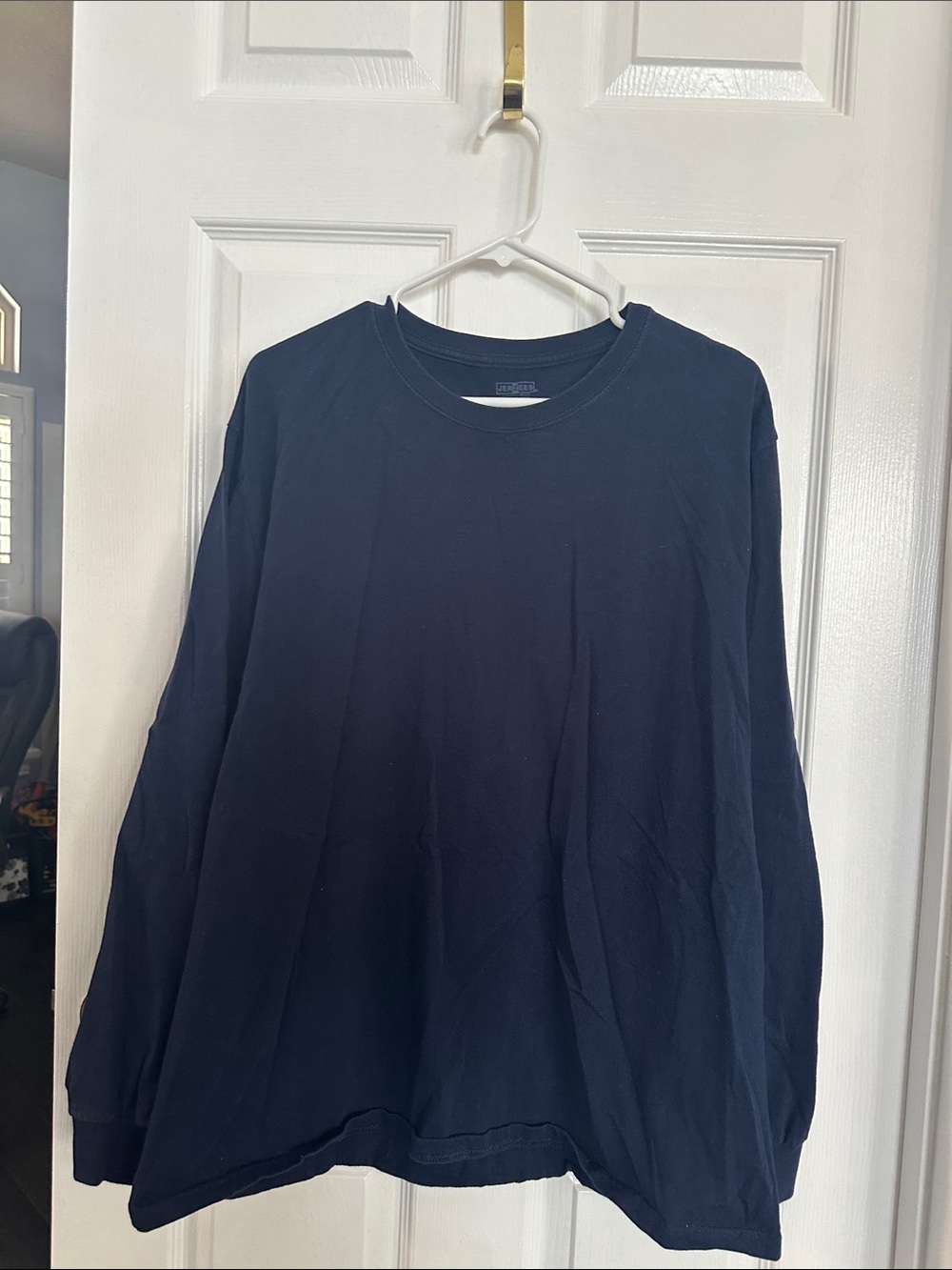 2 Jerzees Classic Navy Long Sleeve Crewneck Sweatshirt